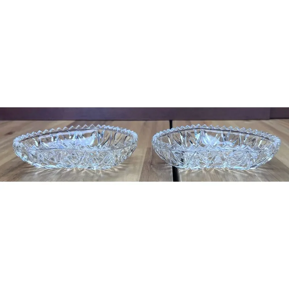 Retro Heart Shaped Jewelry Trinket Dish Clear Glass Sawtooth Edge Cottage Sweet